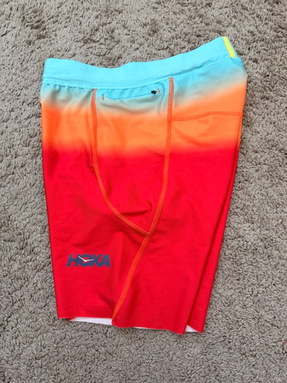 Hoka Novafly 6” Knit Running Shorts Red to Aqua Gradient - Picture 3 of 7